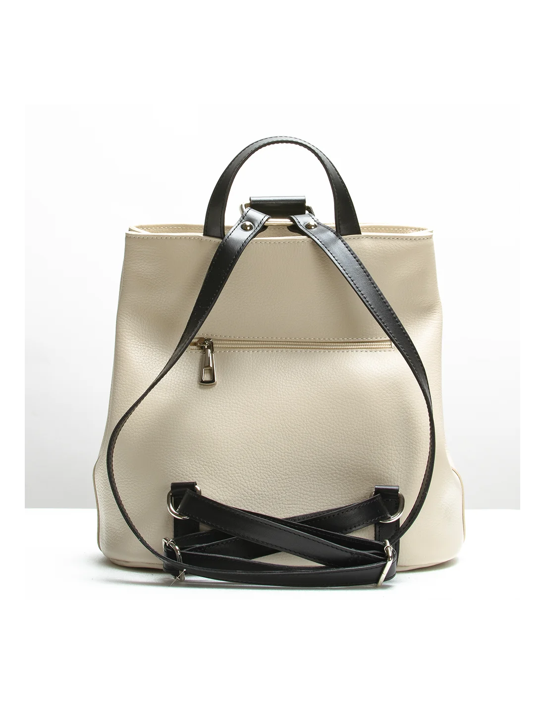 Rucsac din piele naturala, pentru dama, GOLDIE, crem, brodat