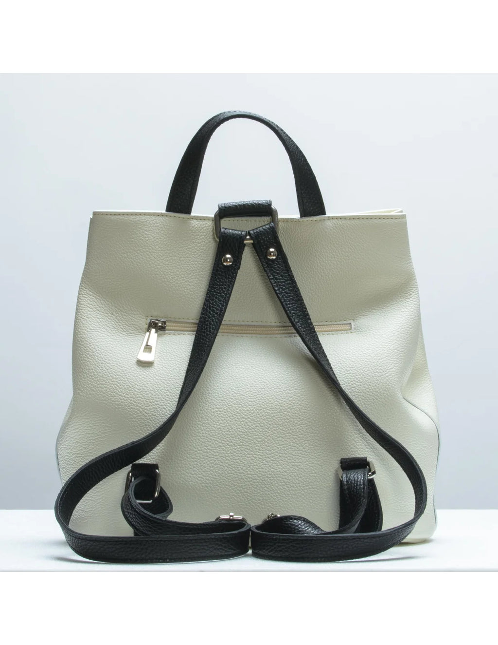 Rucsac cu broderie din piele naturala pentru dama GOLDIE alb