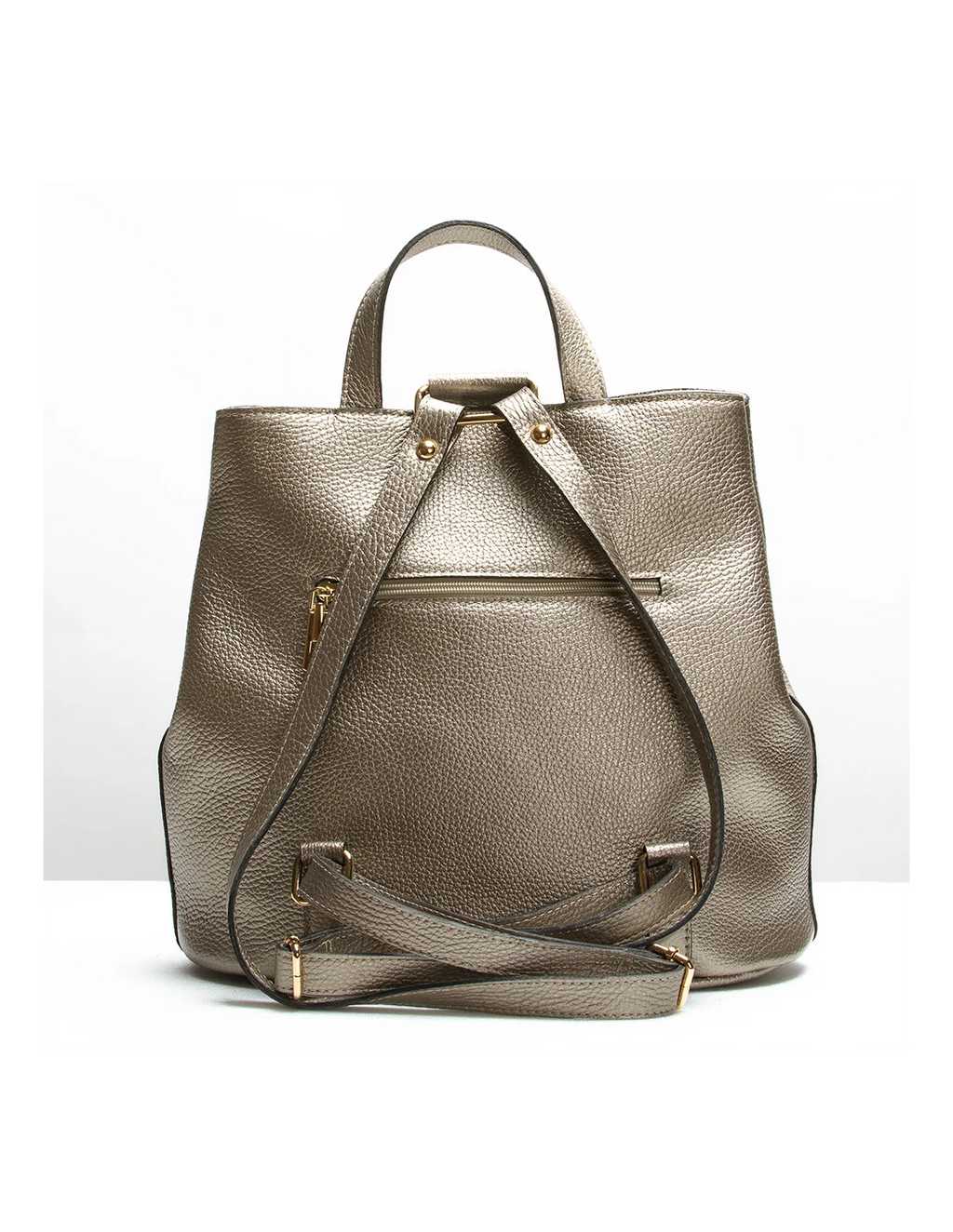 Rucsac din piele naturala, pentru dama, GOLDIE, auriu