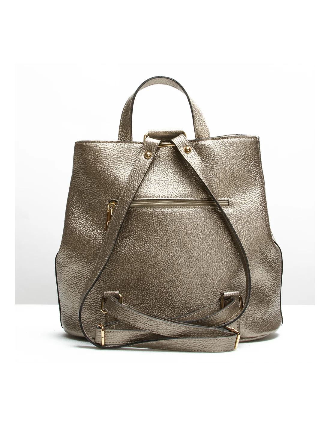 Rucsac din piele naturala, pentru dama, GOLDIE, auriu