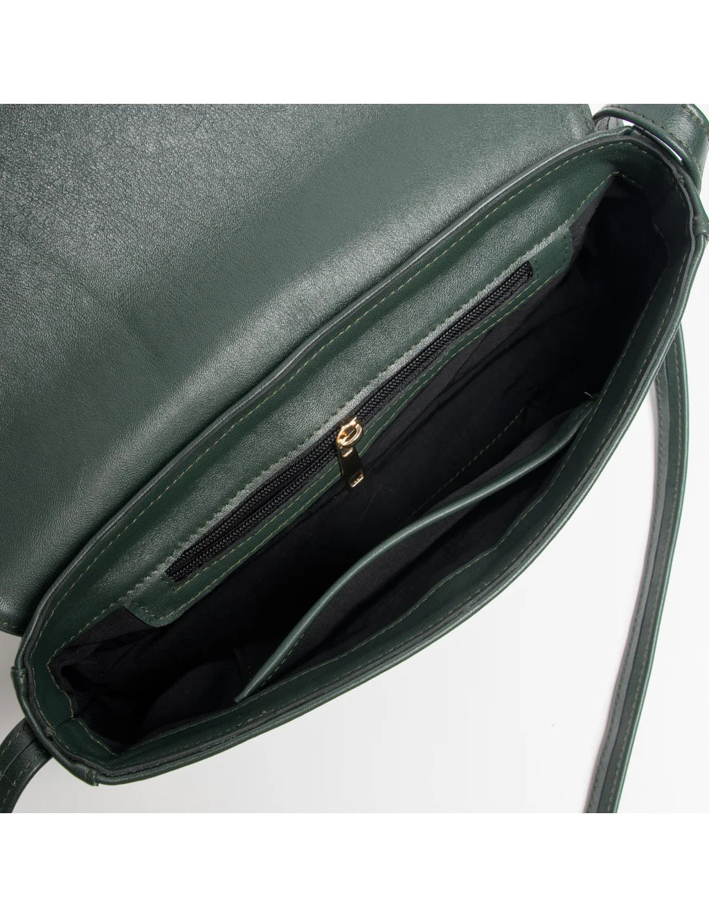 Geanta din piele naturala pentru dama, tip bagheta, SILVIA, verde