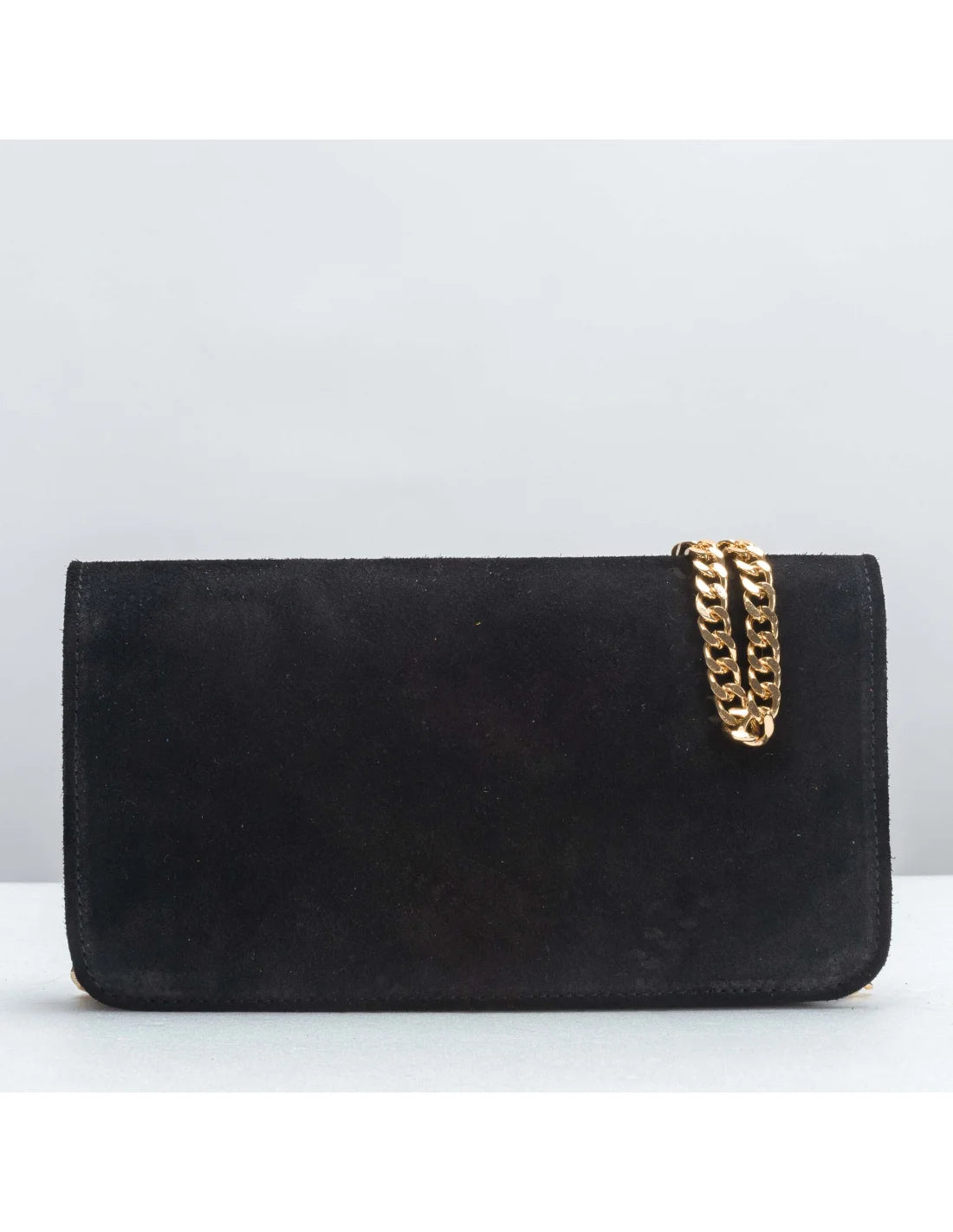 Geanta pentru telefon,piele naturala, SOFIA, flap, negru