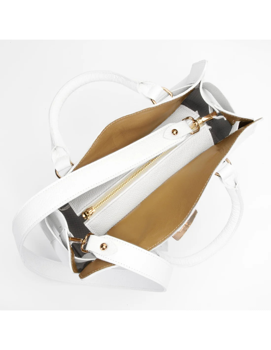 Geanta din piele naturala, pentru dama, TAISA, alb diamant