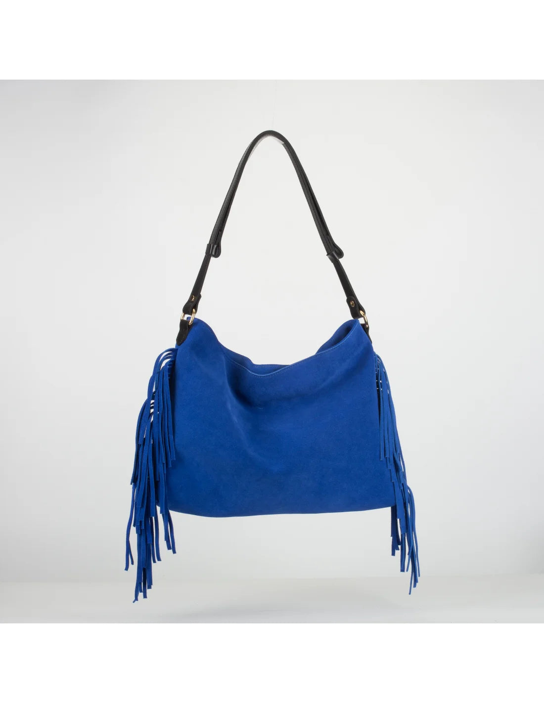 Geanta din piele naturala, boho chic, pentru dama SAMIRA albastru