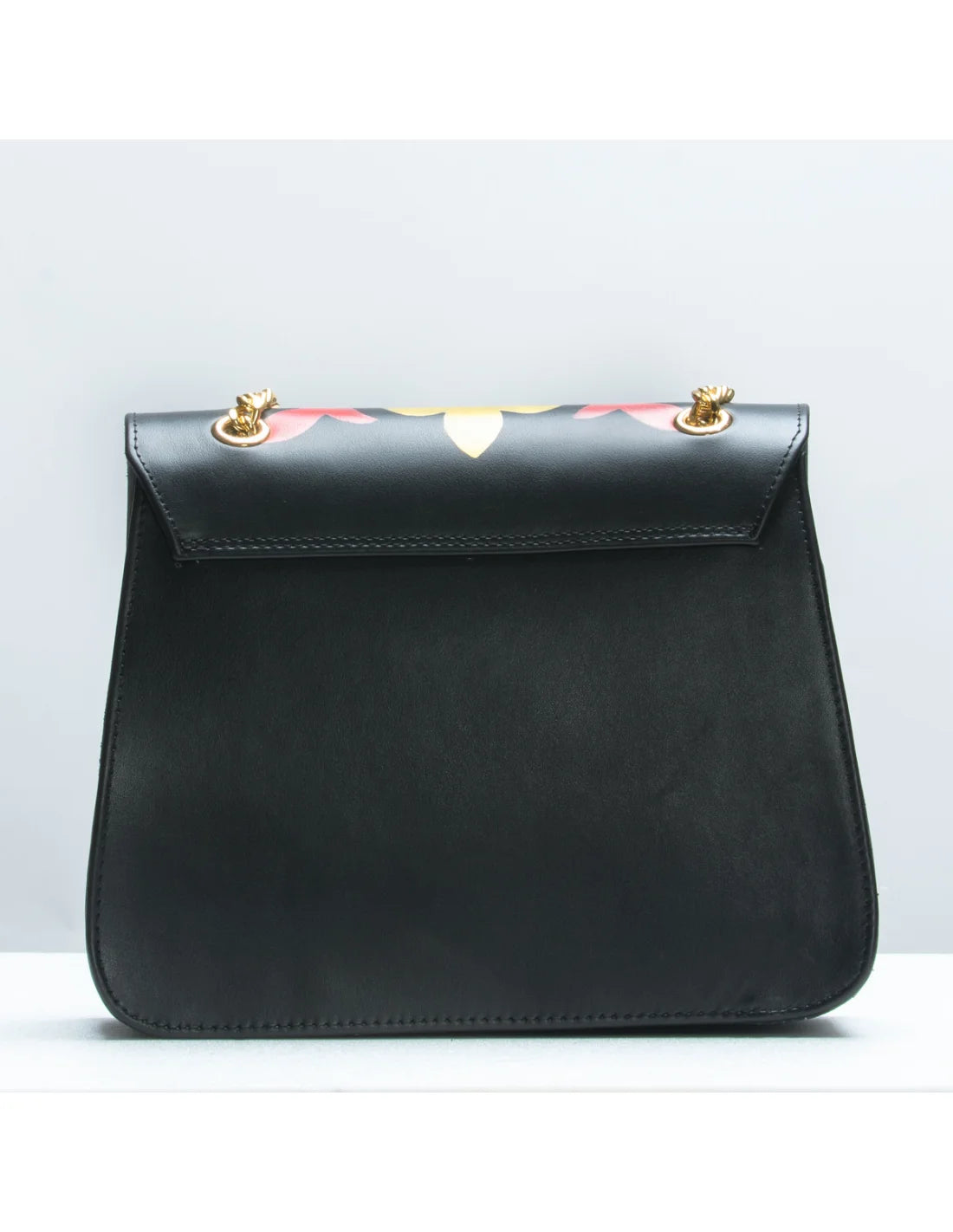 Geanta din piele naturala pentru dama BIANCA negru v2, pictata manual