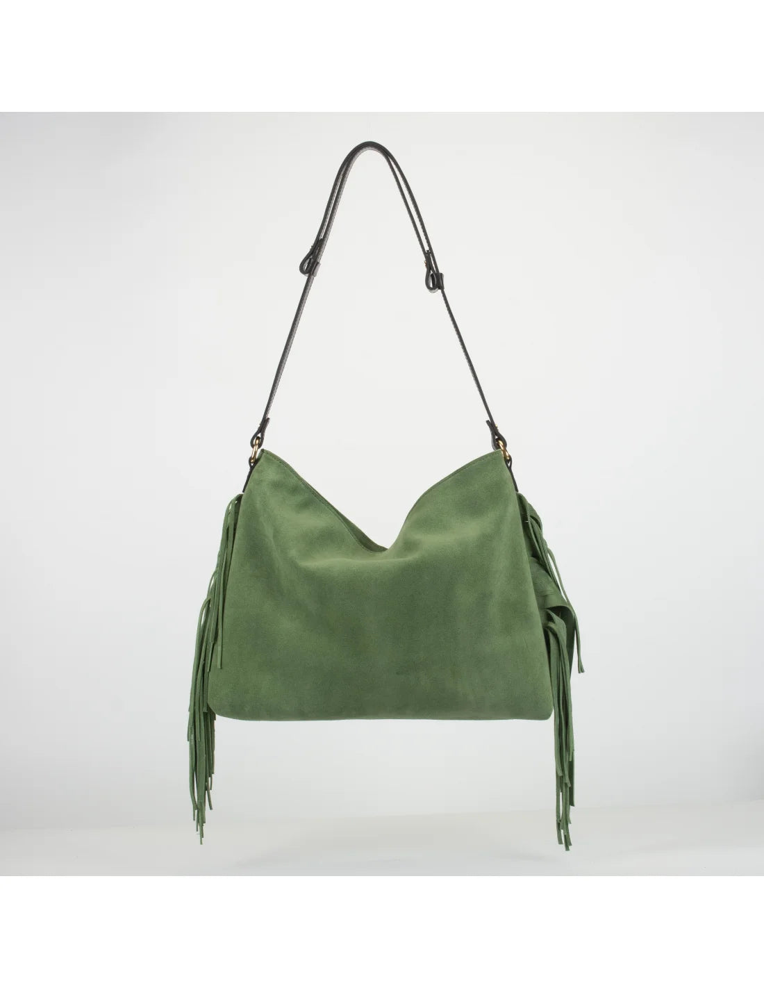 Geanta din piele naturala, boho chic, pentru dama SAMIRA verde