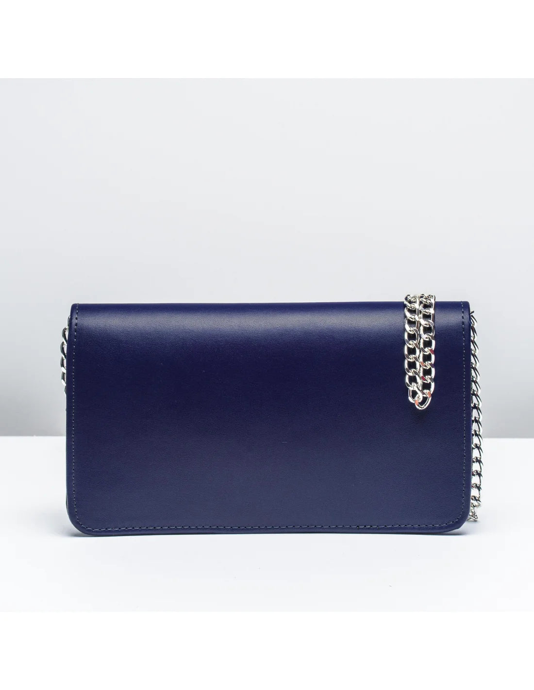 Geanta pentru telefon,piele naturala, SOFIA, flap, bleumarin