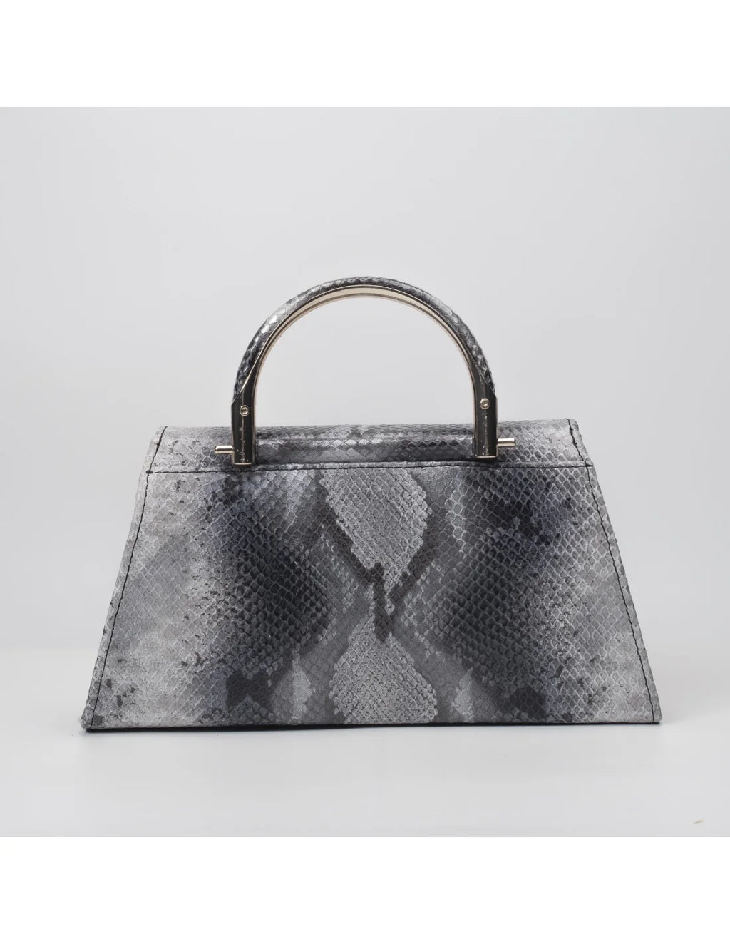Geanta din piele naturala, pentru dama, LUCIA, gri sarpe
