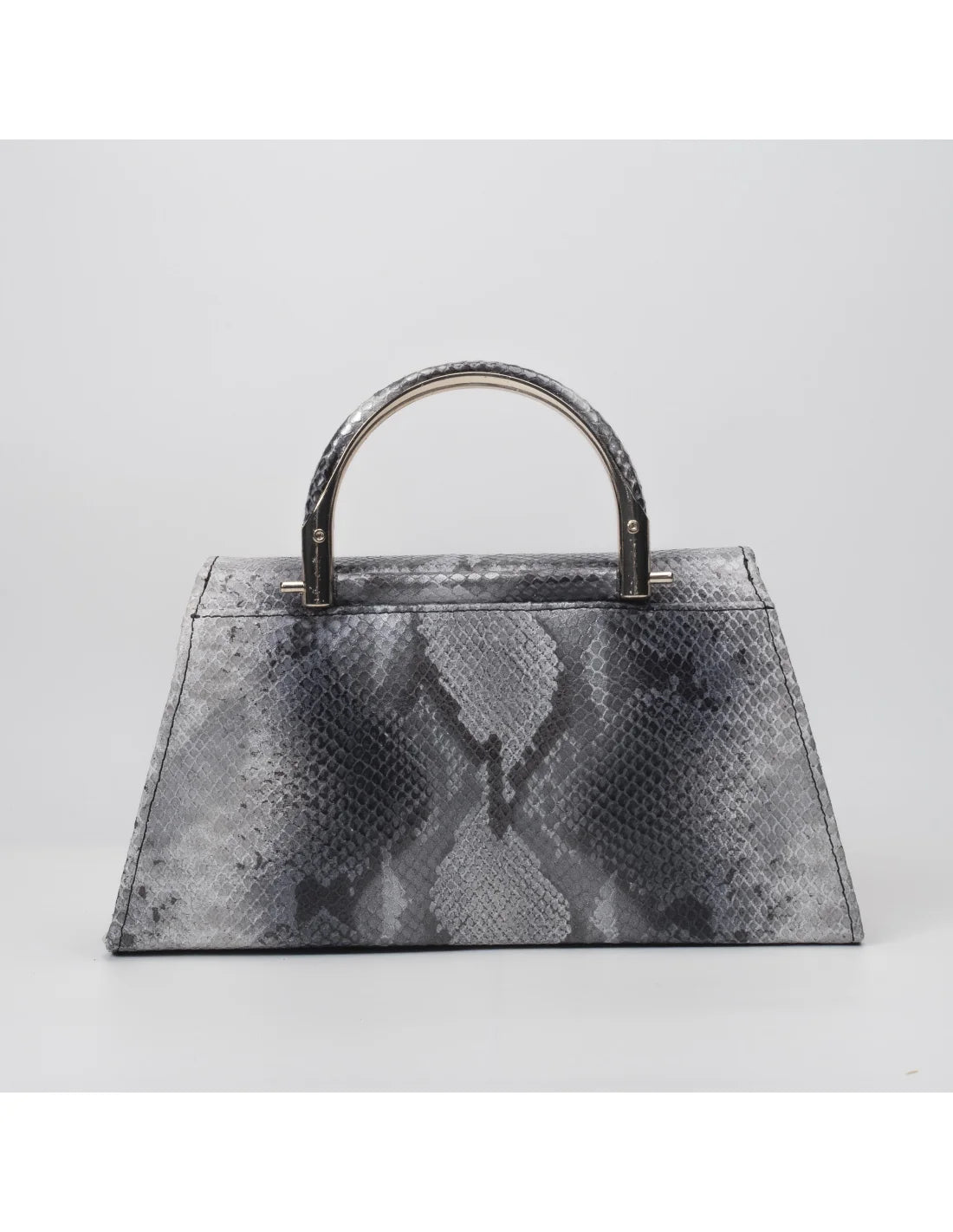 Geanta din piele naturala, pentru dama, LUCIA, gri sarpe