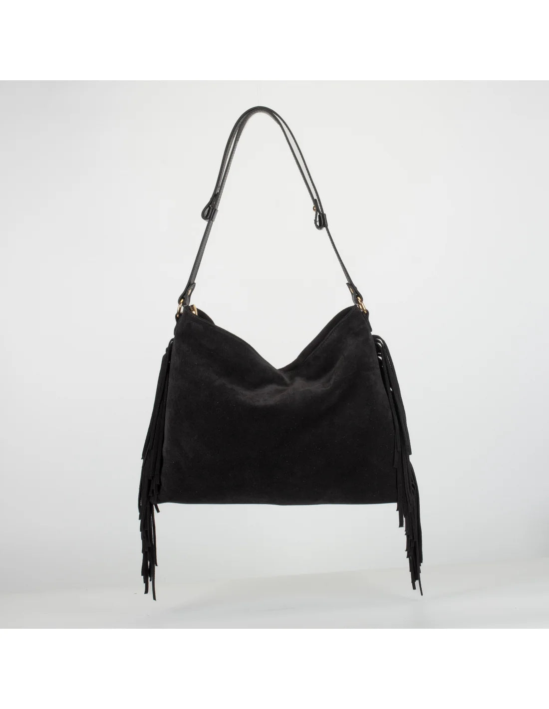 Geanta din piele naturala, boho chic, pentru dama SAMIRA negru