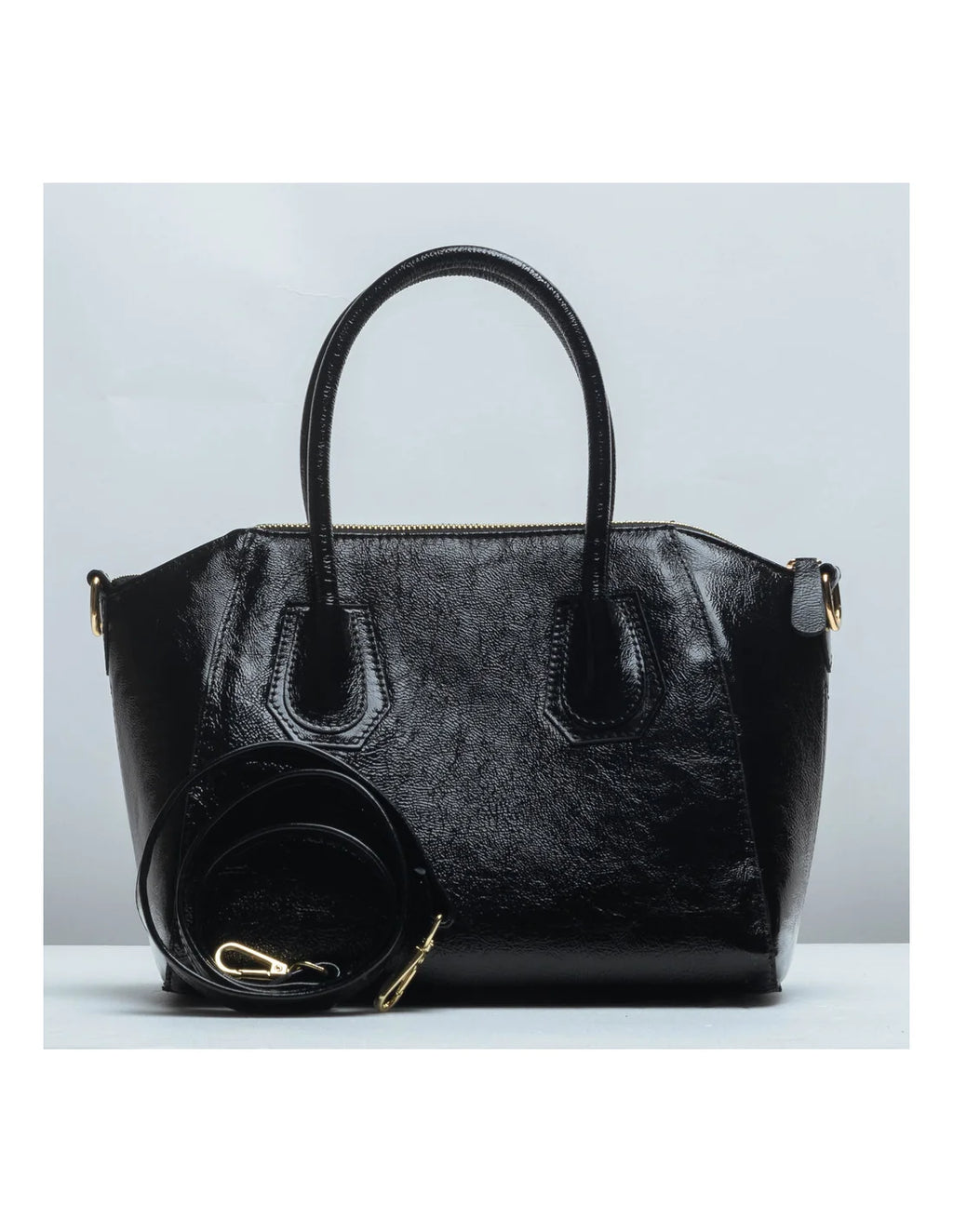 Geanta tote din piele naturala, IOANA, negru