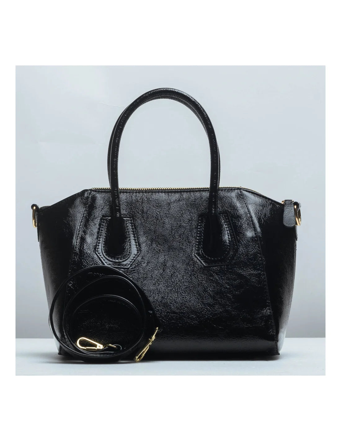 Geanta tote din piele naturala, IOANA, negru