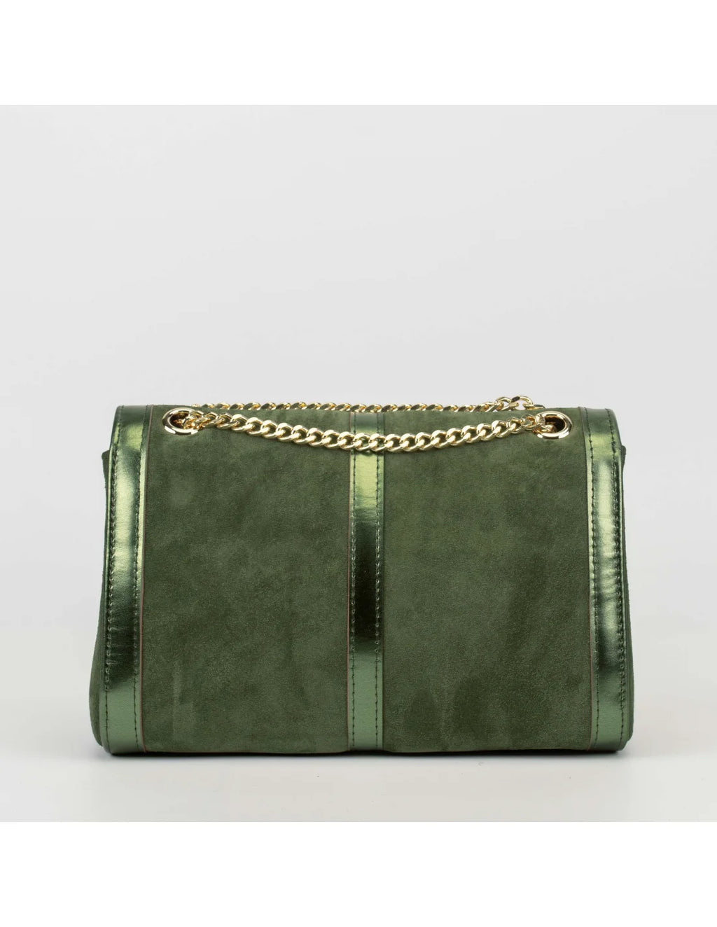 Geanta din piele naturala pentru dama LOULOU, verde velur