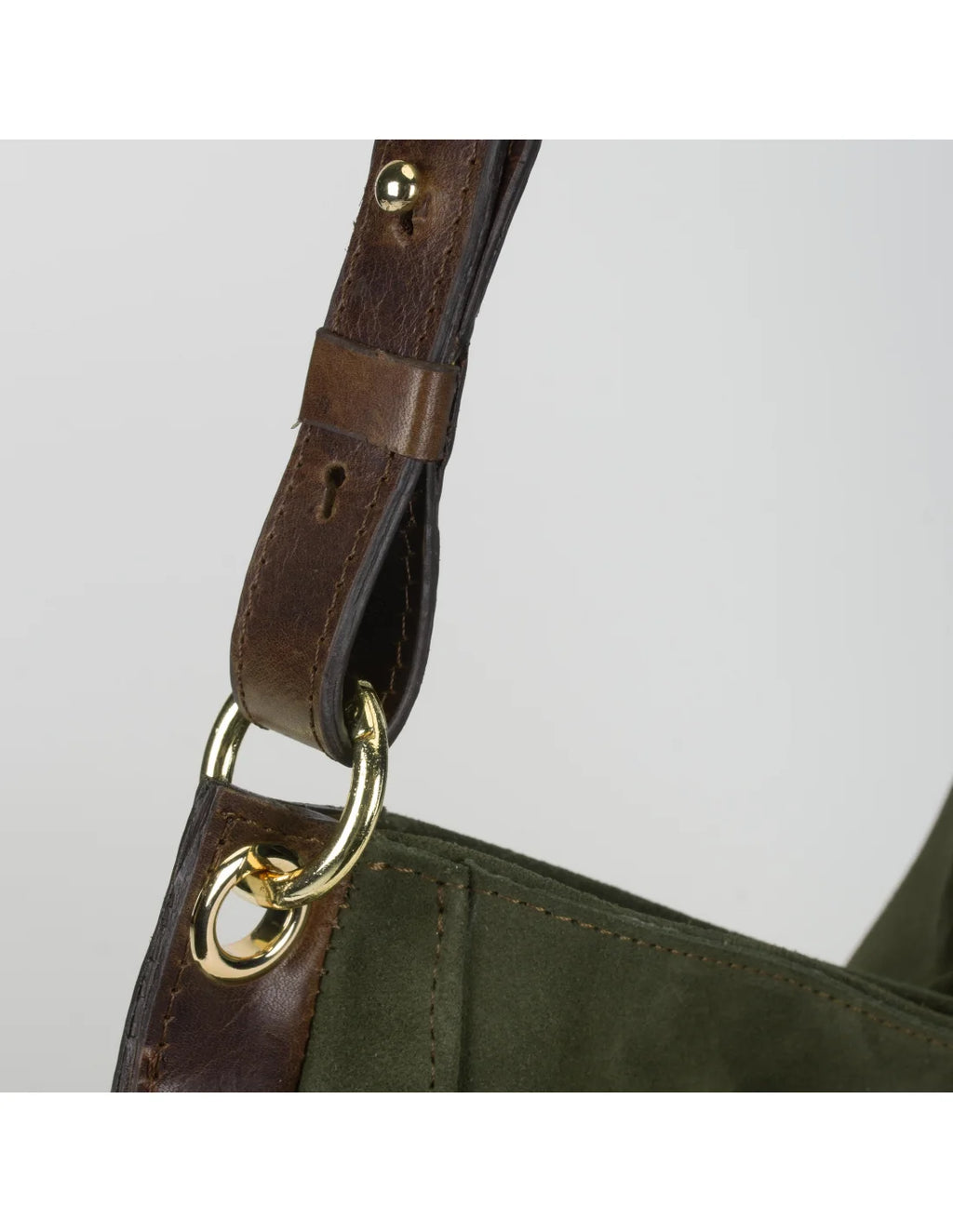 Geanta din piele naturala, boho chic, pentru dama LYRA kaki