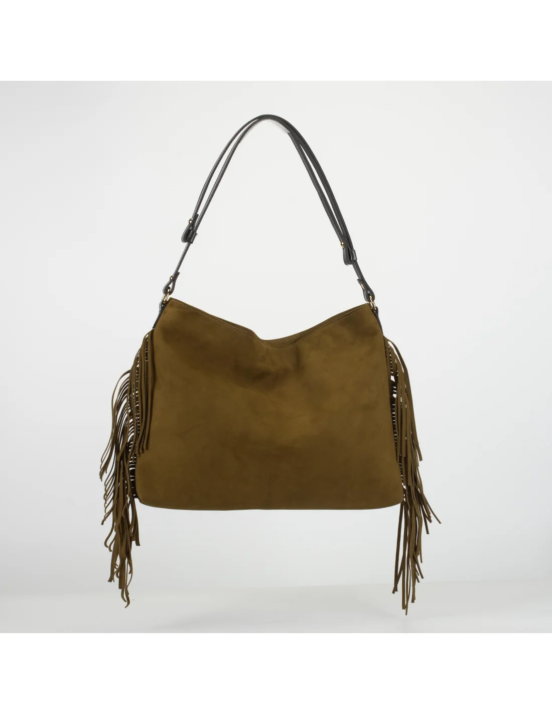 Geanta din piele naturala, boho chic, pentru dama SAMIRA kaki