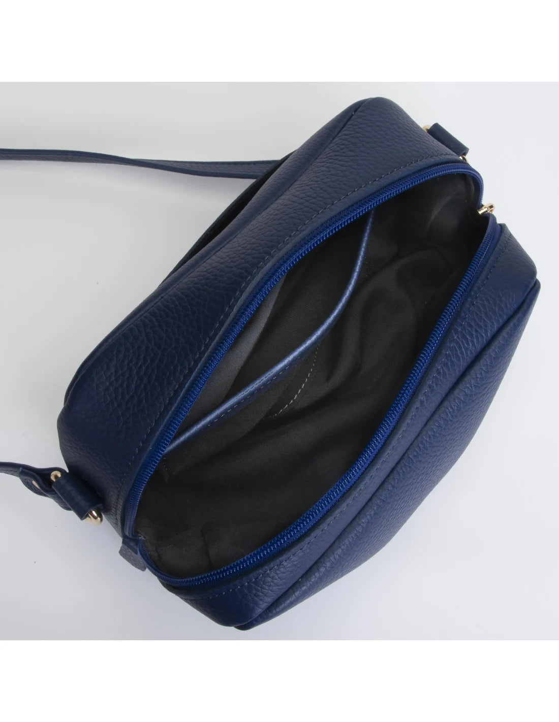 Geanta crossbody din piele naturala, ANDRA, bleumarin