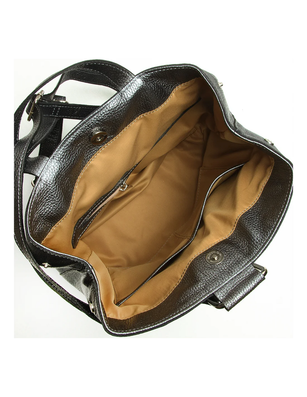 Rucsac din piele naturala, pentru dama, GOLDIE, argintiu