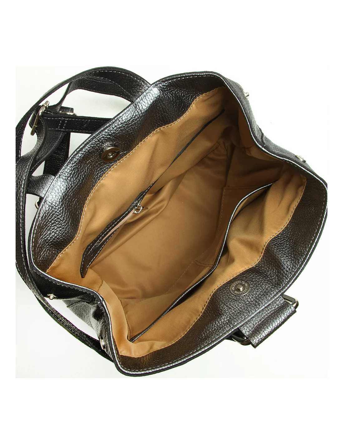 Rucsac din piele naturala, pentru dama, GOLDIE, argintiu