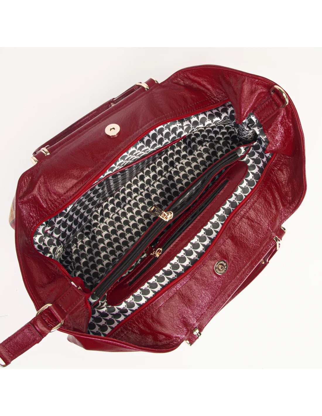 Geanta din piele naturala pentru dama IRIS rosu, pictata manual