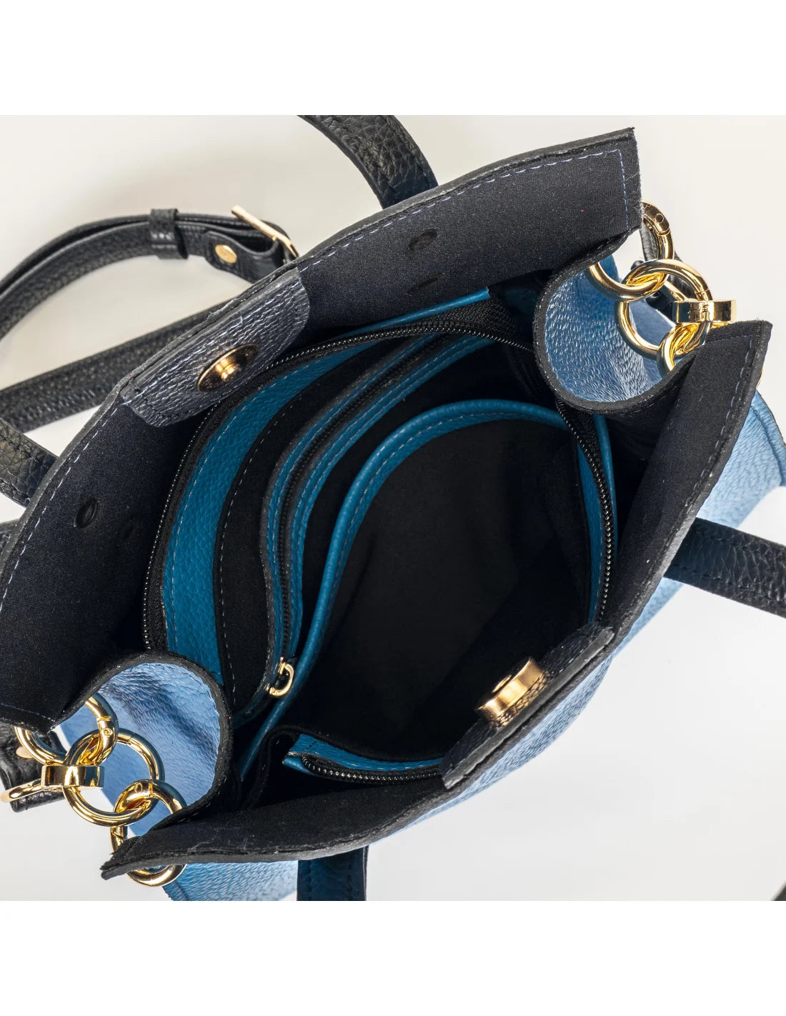 Geanta din piele naturala, pentru dama, mini AGHATA, albastru cobalt