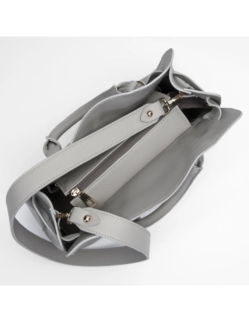 Geanta din piele naturala, pentru dama, TAISA, grej