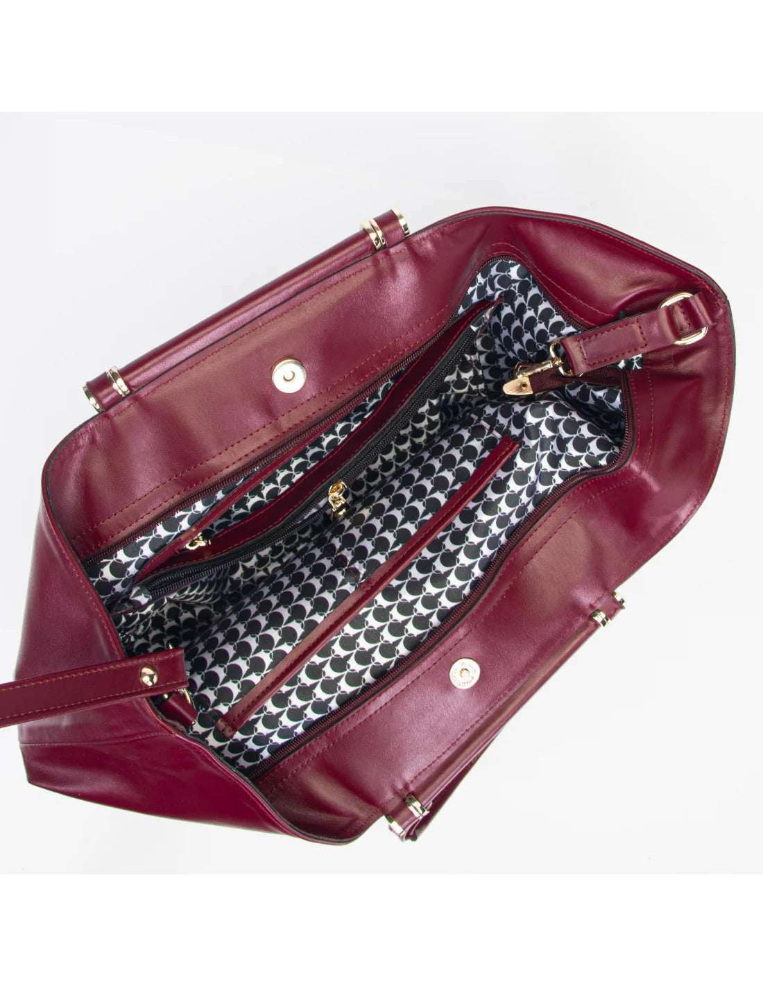 Geanta din piele naturala pentru dama IRIS visiniu, pictata manual