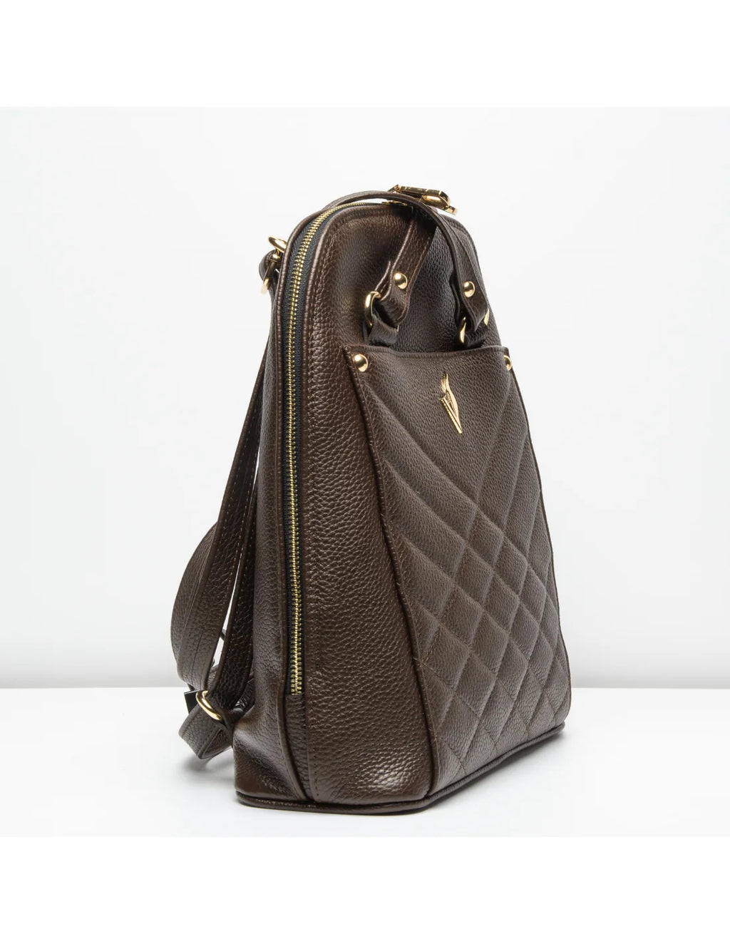 Geanta-Rucsac din piele naturala, pentru dama, ZINNIA, maro