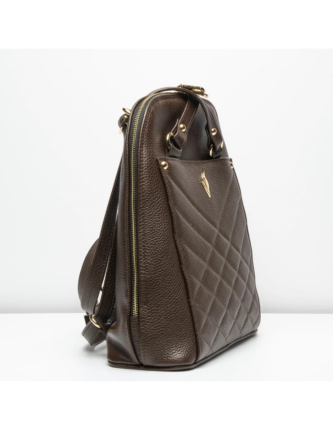 Geanta-Rucsac din piele naturala, pentru dama, ZINNIA, maro