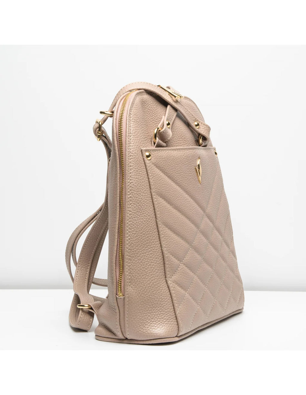 Geanta-Rucsac din piele naturala, pentru dama, ZINNIA, nude