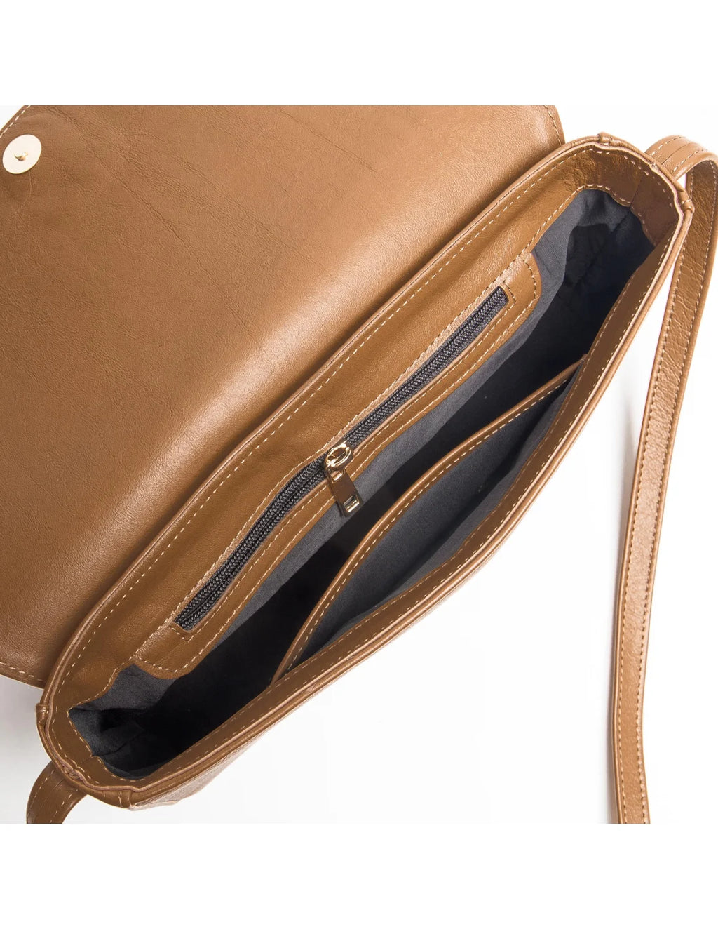 Geanta din piele naturala pentru dama, tip bagheta, SILVIA, camel