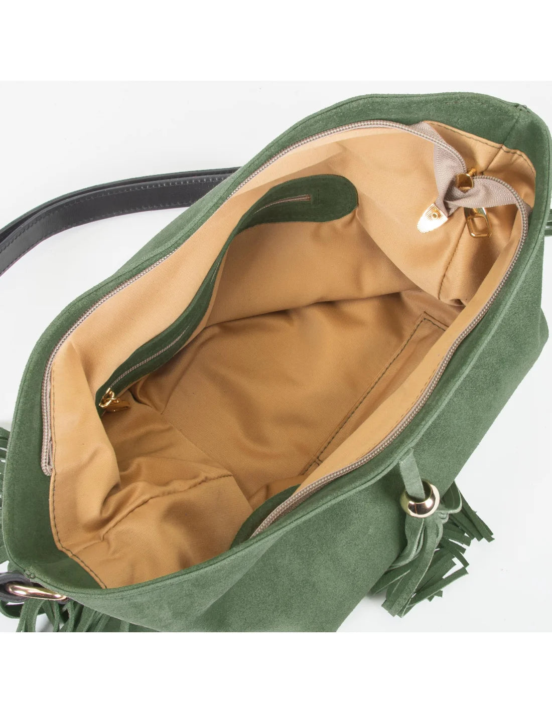 Geanta din piele naturala, boho chic, pentru dama SAMIRA verde