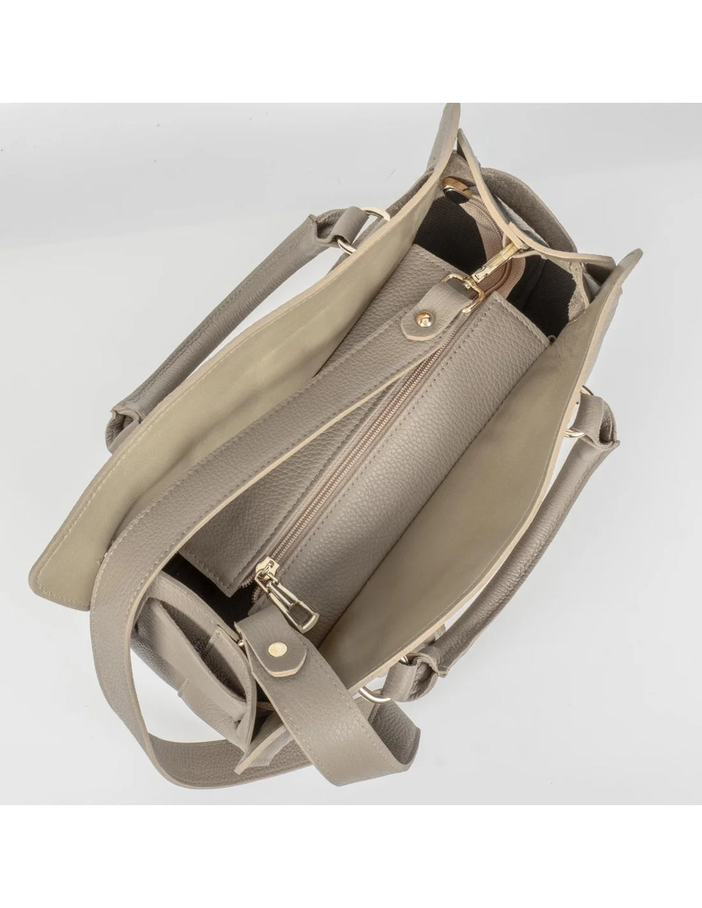 Geanta din piele naturala, pentru dama, TAISA, capucino