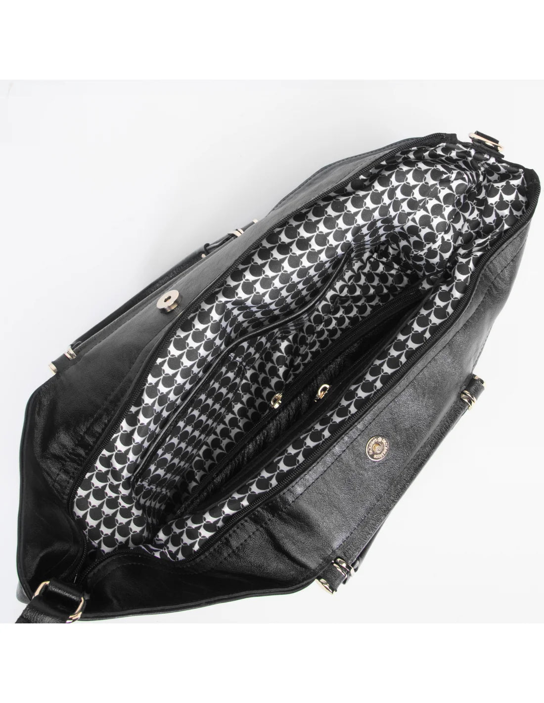 Geanta din piele naturala pentru dama IRIS negru, pictata manual