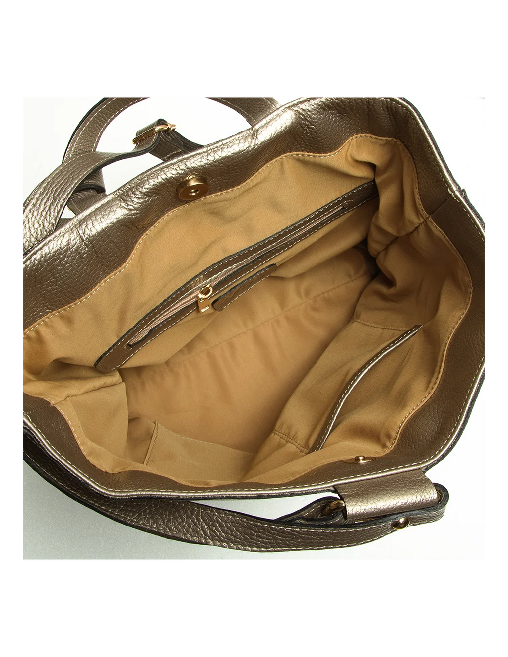 Rucsac din piele naturala, pentru dama, GOLDIE, auriu