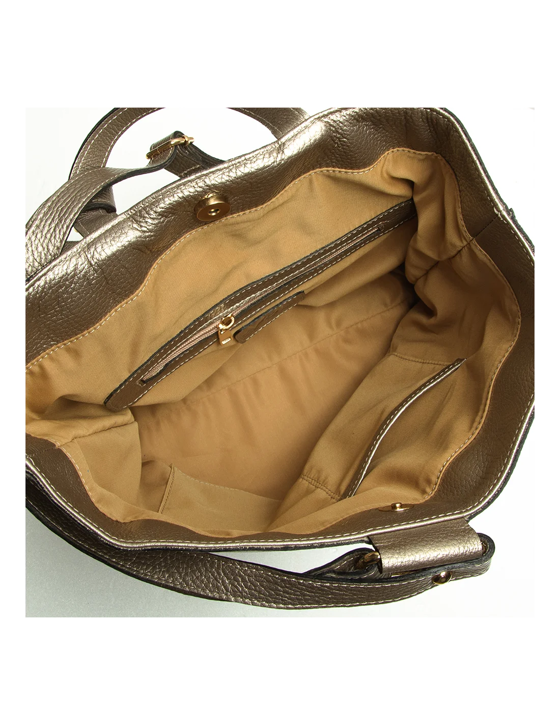 Rucsac din piele naturala, pentru dama, GOLDIE, auriu