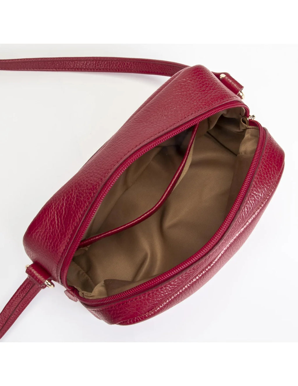 Geanta crossbody din piele naturala, ANDRA, rosu