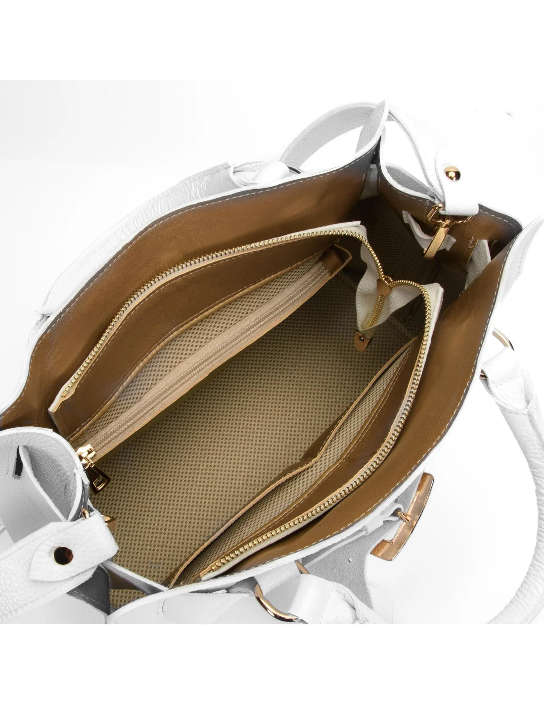 Geanta din piele naturala, pentru dama, TAISA, alb diamant