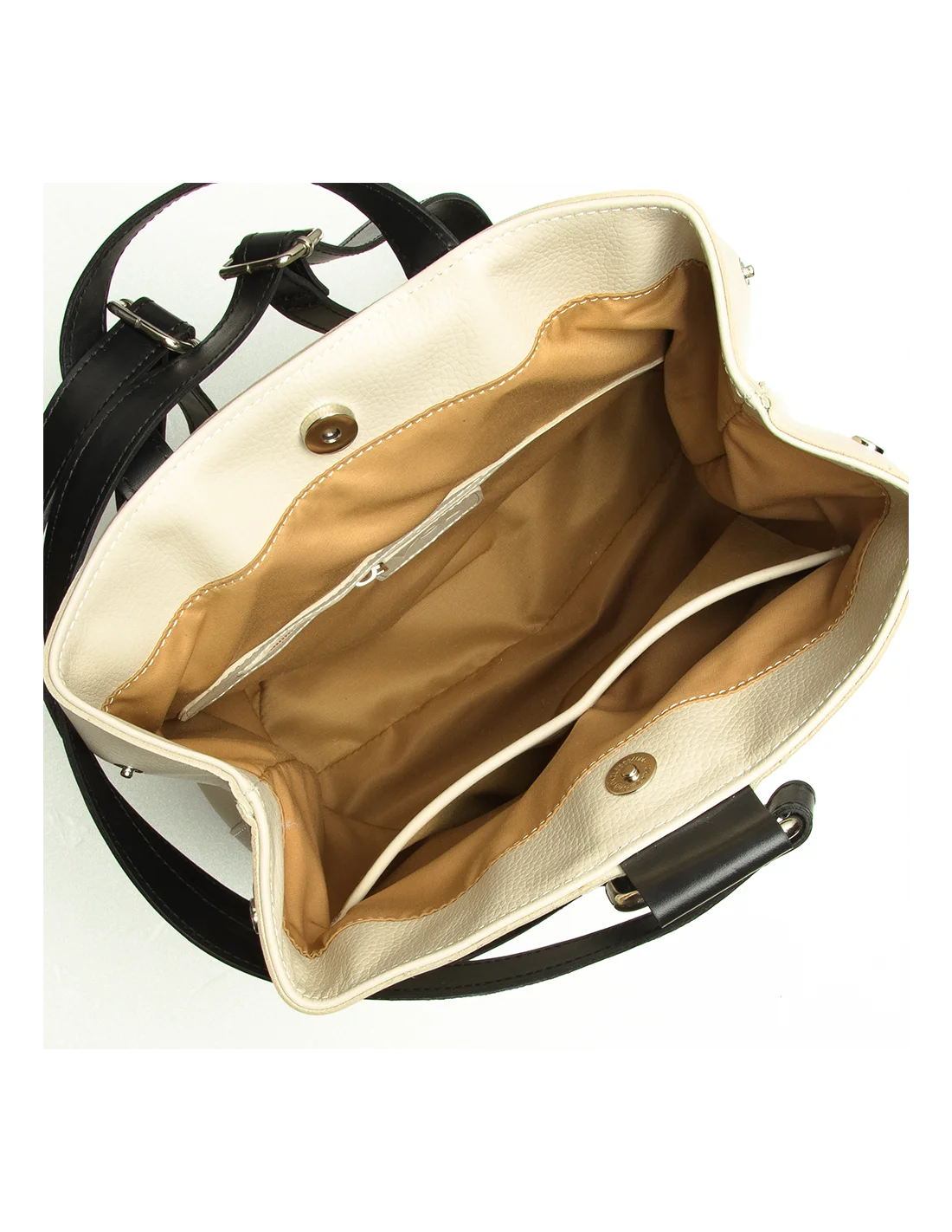 Rucsac din piele naturala, pentru dama, GOLDIE, crem, brodat