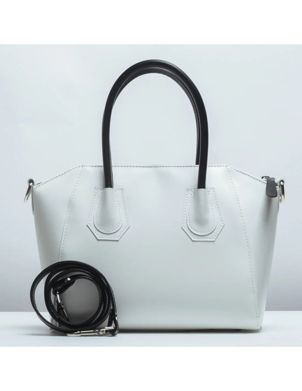Geanta tote din piele naturala, IOANA, alba