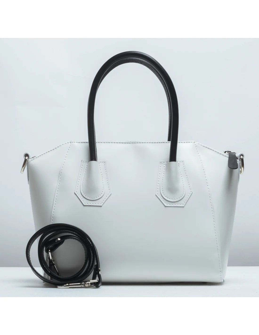 Geanta tote din piele naturala, IOANA, alba