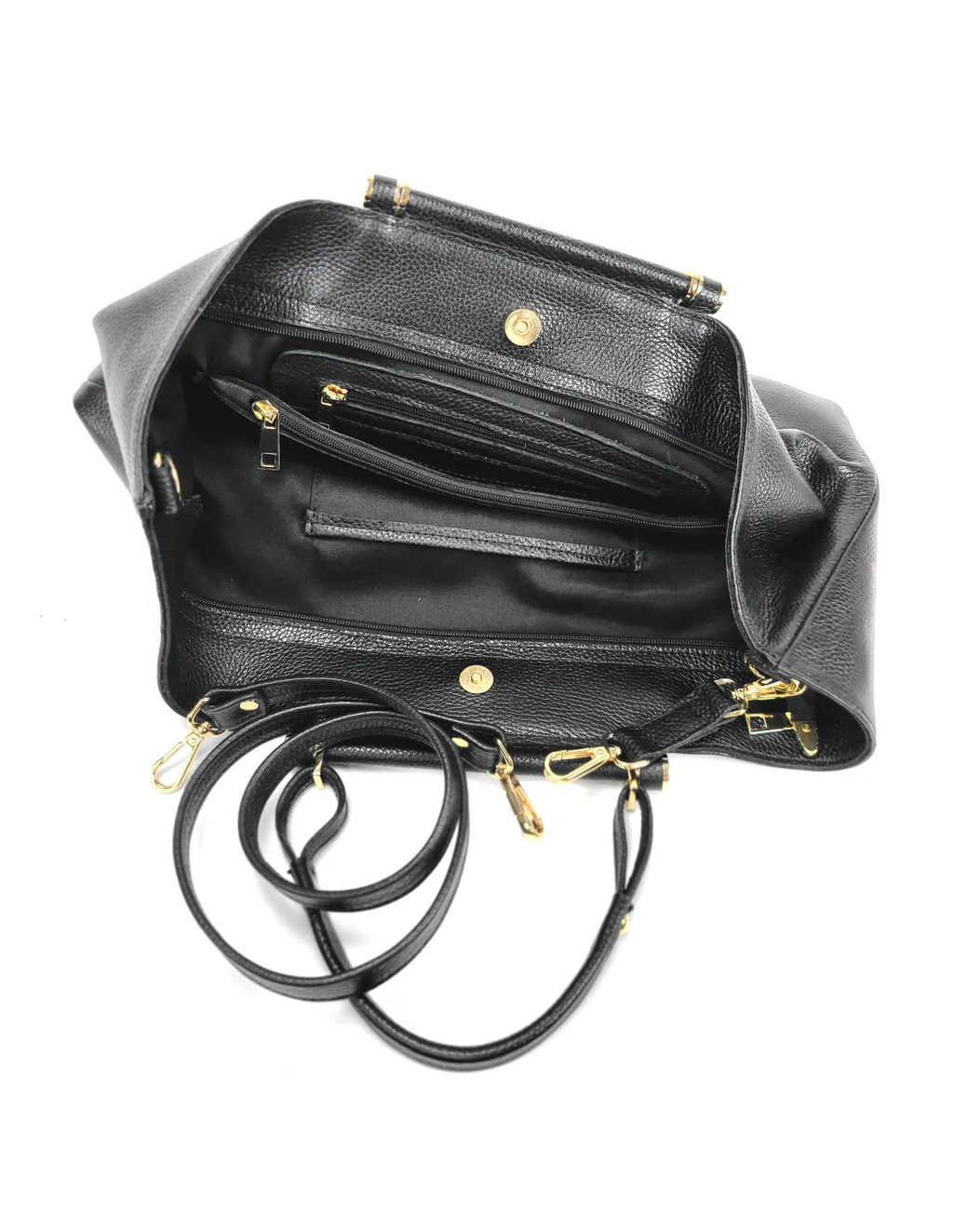 Geanta din piele naturala pentru dama IRIS neagra, pictata manual