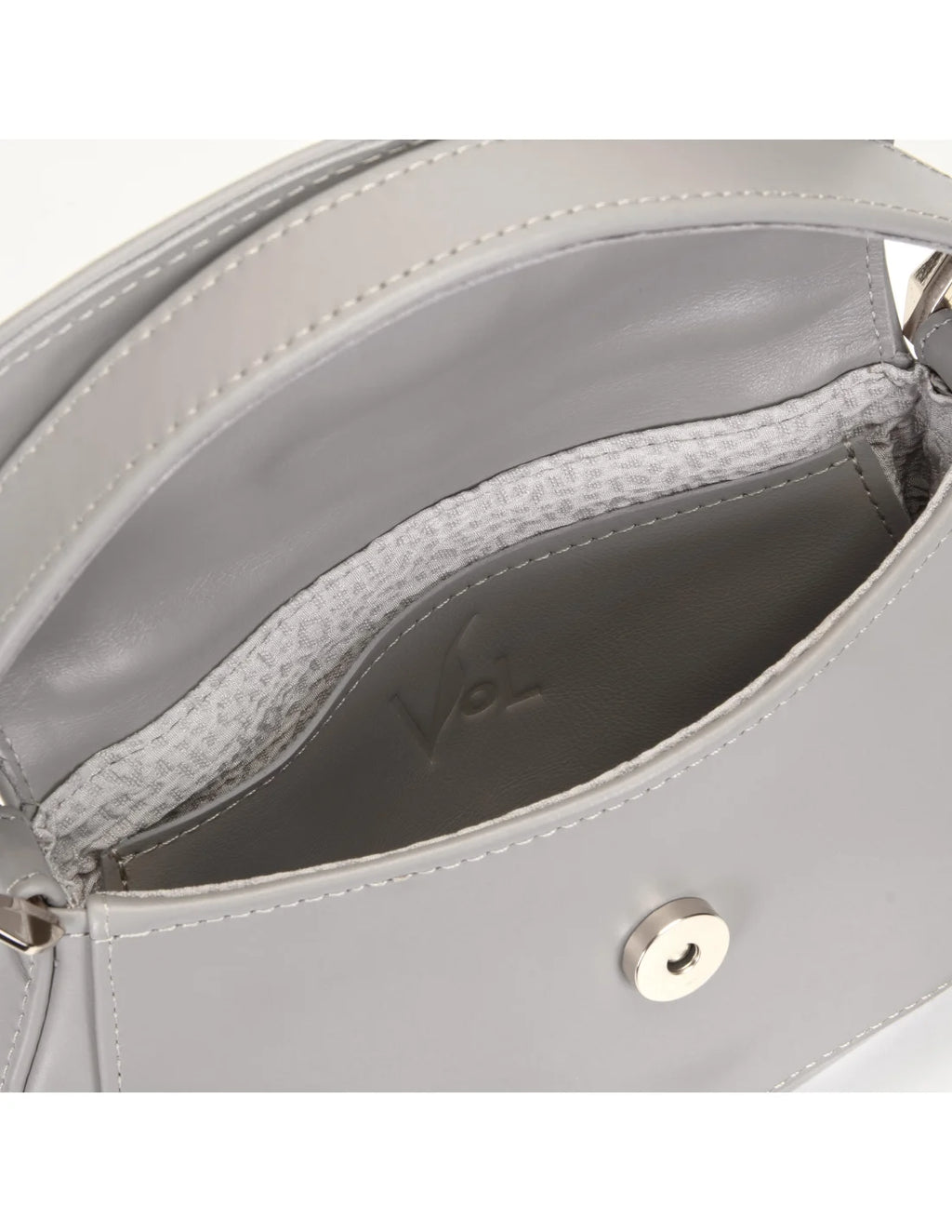 Geanta de mana/ crossbody, din piele naturala, mini SiSi, gri perlat