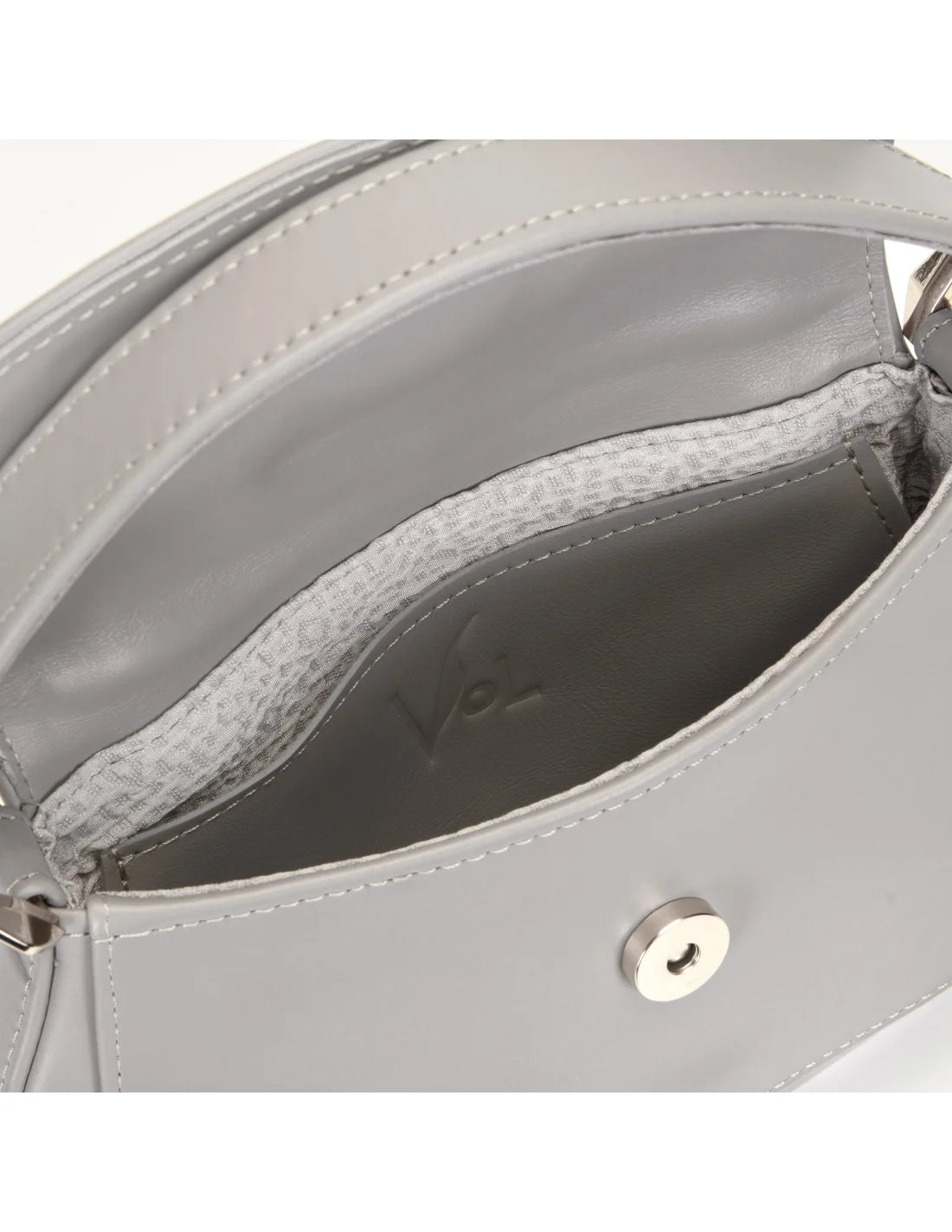 Geanta de mana/ crossbody, din piele naturala, mini SiSi, gri perlat