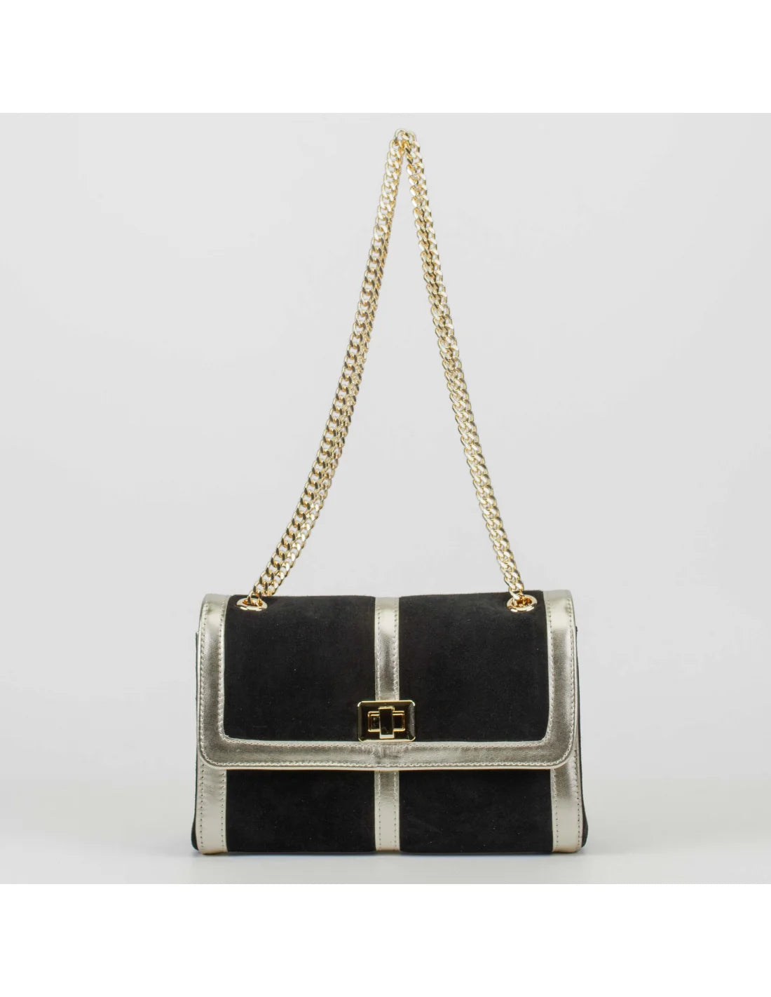 Geanta din piele naturala pentru dama LOULOU, negru velur