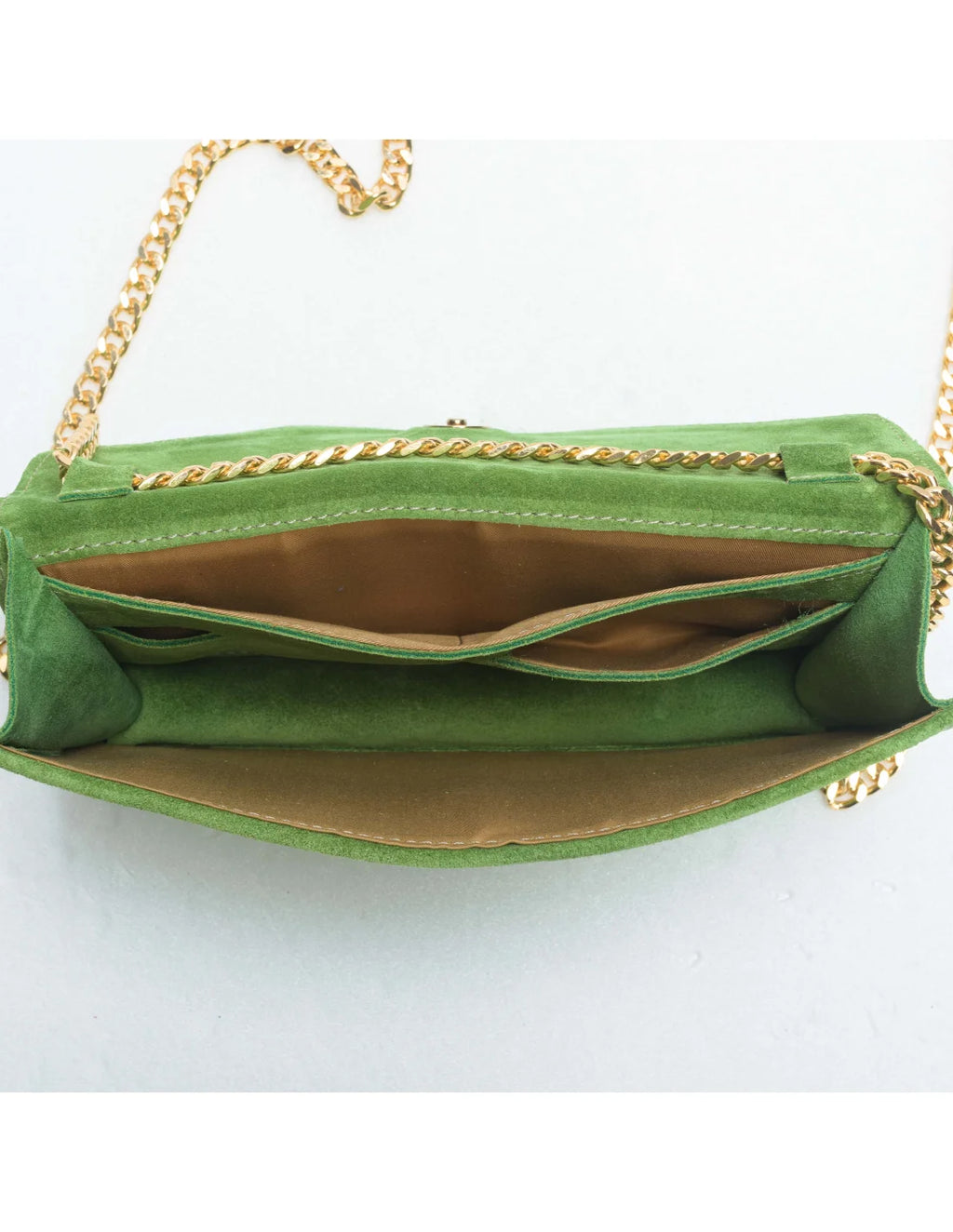 Geanta pentru telefon,piele naturala, SOFIA, flap, verde