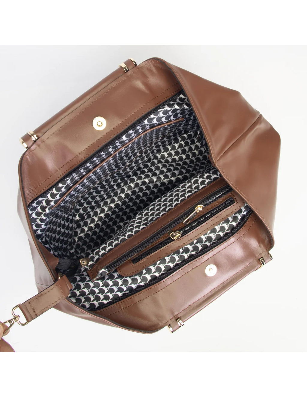 Geanta din piele naturala pentru dama IRIS maro, pictata manual