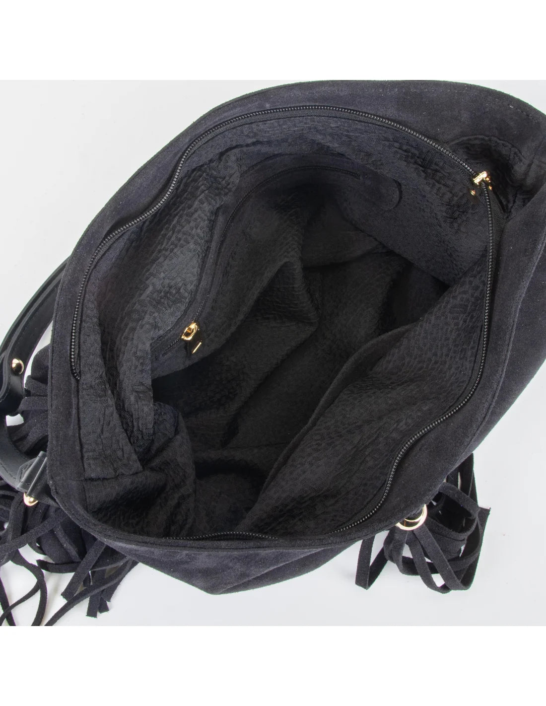 Geanta din piele naturala, boho chic, pentru dama SAMIRA negru