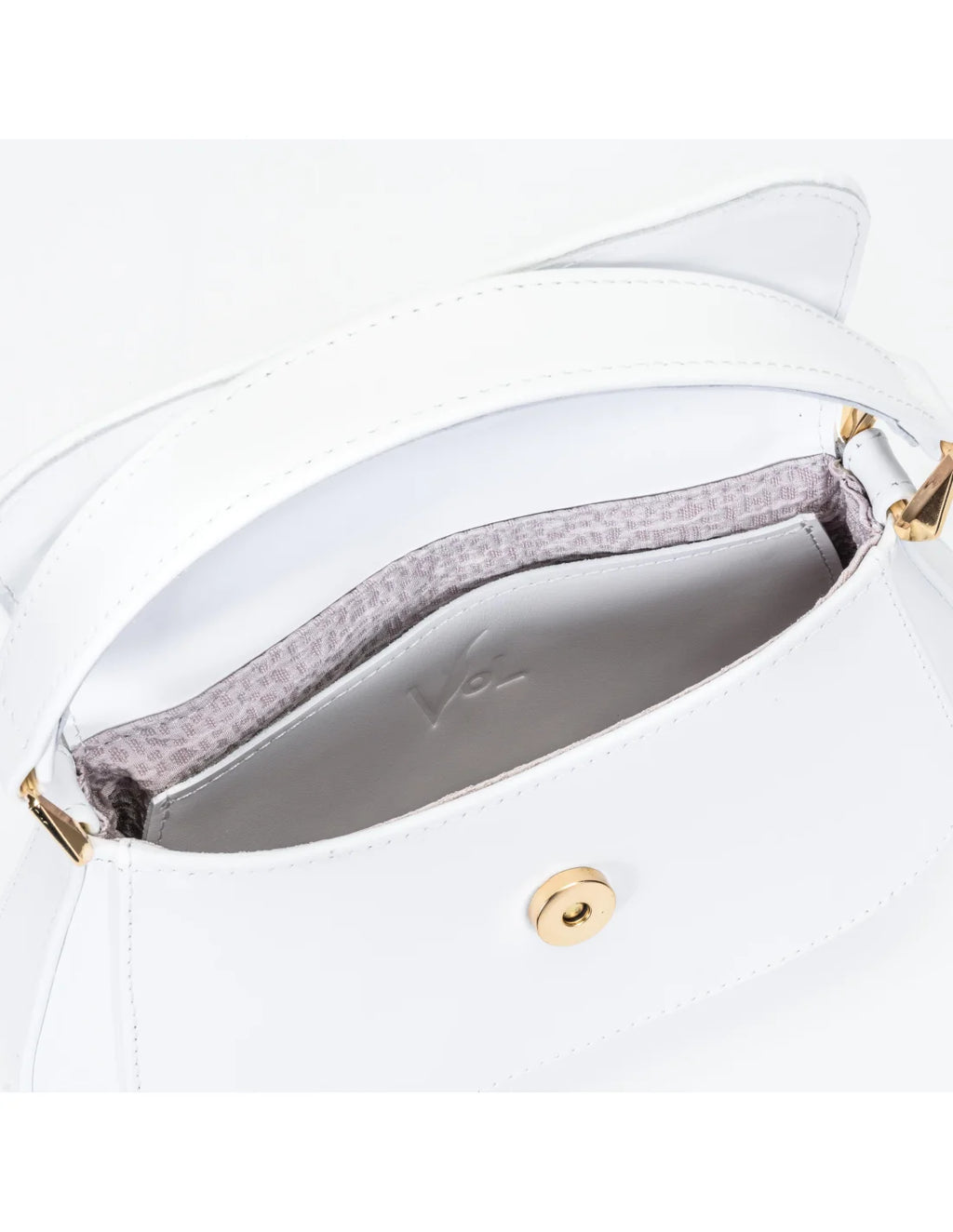 Geanta de mana/ crossbody, din piele naturala, mini SiSi, alb