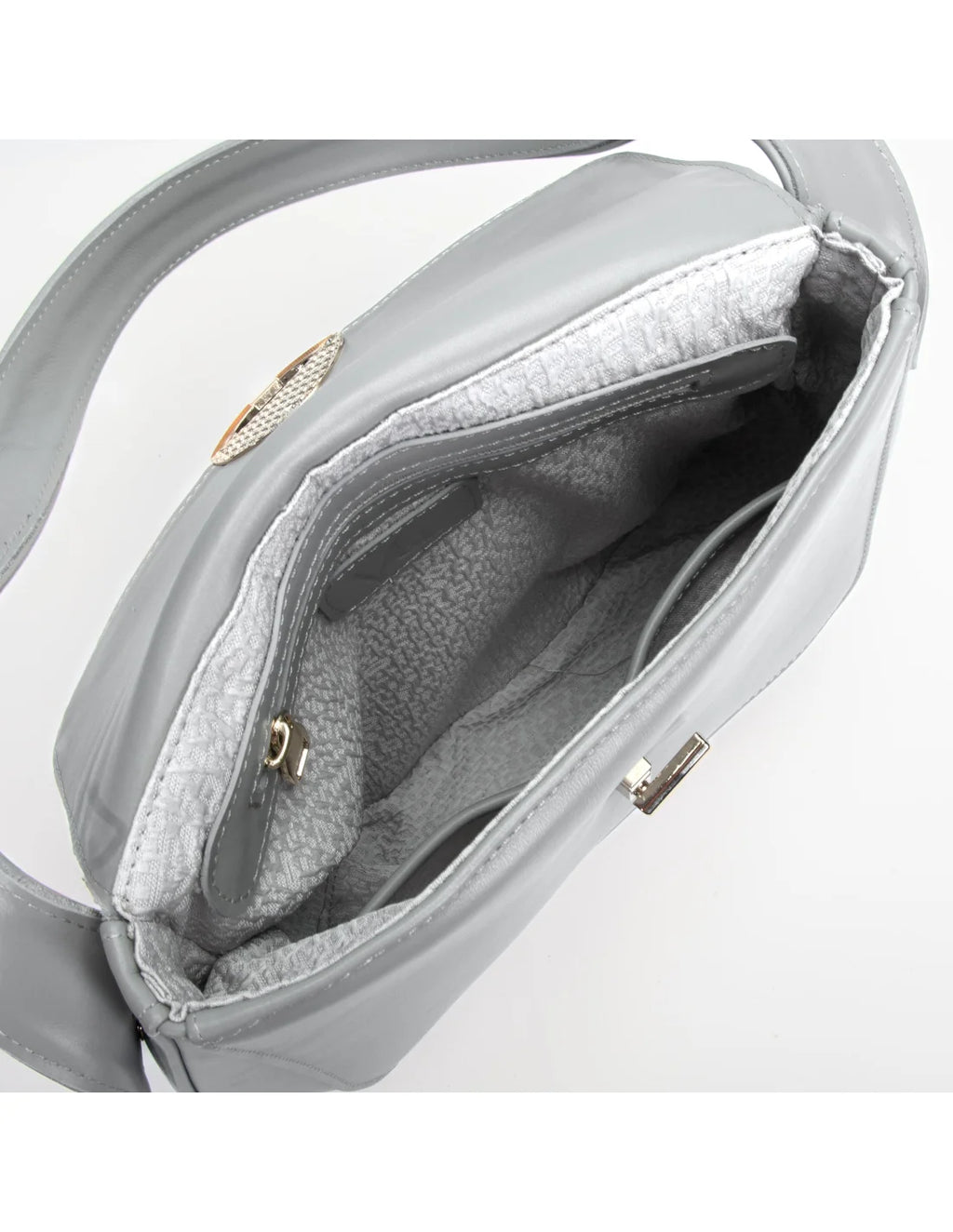 Geanta de umar din piele naturala, SiSi, gri perlat