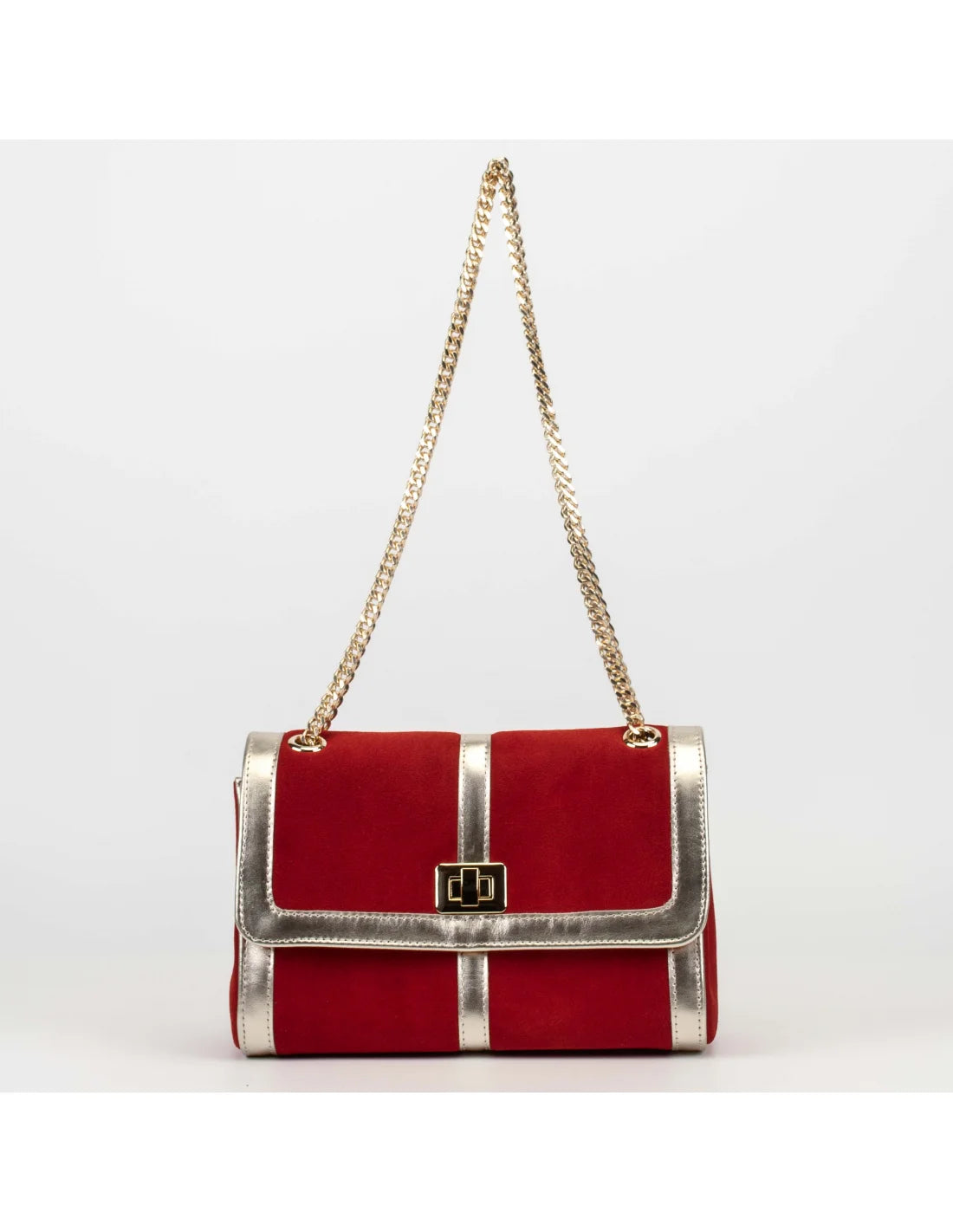 Geanta din piele naturala pentru dama LOULOU, rosu velur